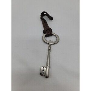 Fossil Key Charm Brown Leather With Silver Key